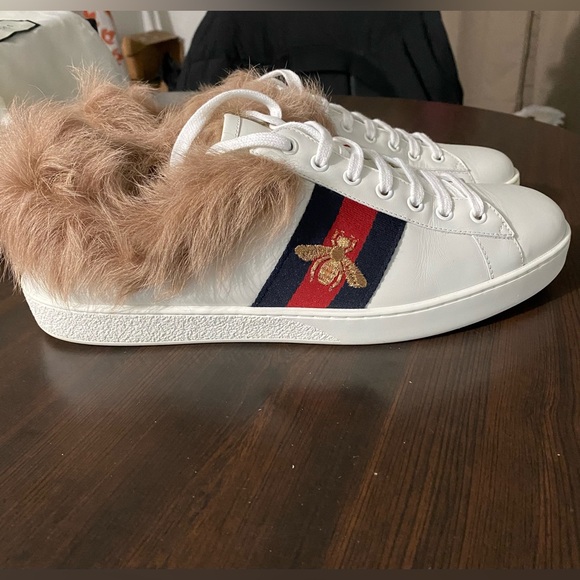 Final sale 🤯🔥 Real FUR  Gucci ACE In excellent condition size 11&11.5 !!! - Picture 2 of 9